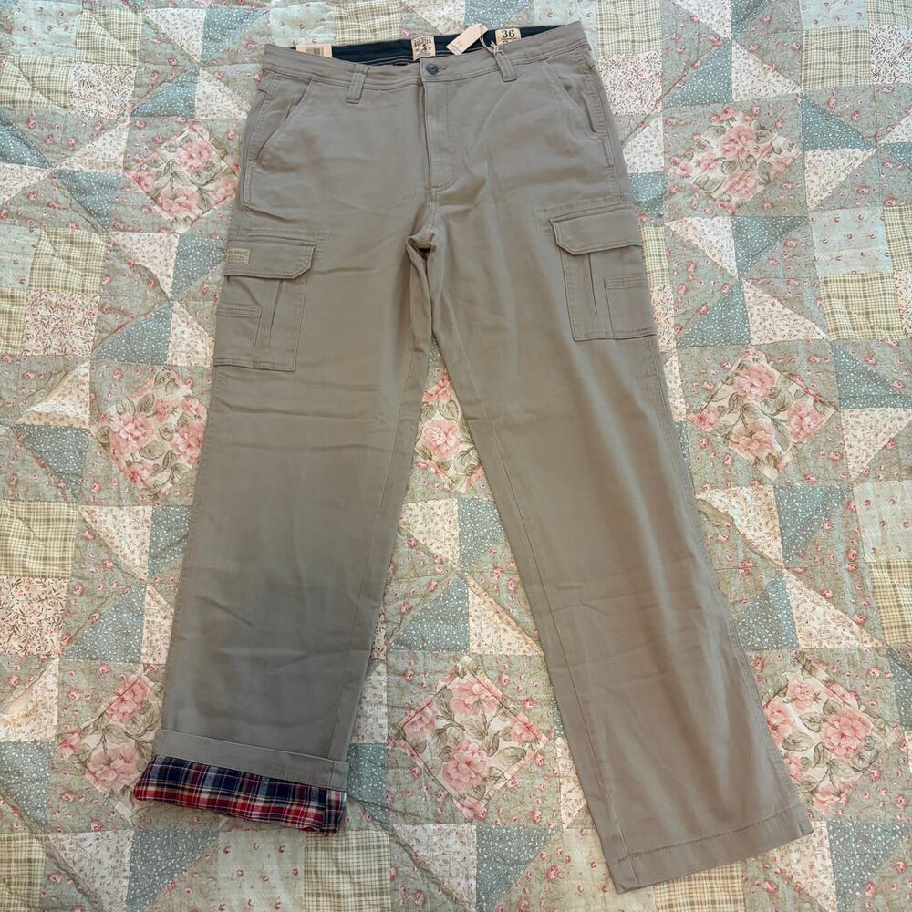 NWT RedHead Fulton Flex Flannel Lined Cargo Pants Khaki Gorpcore Winter 36X34
